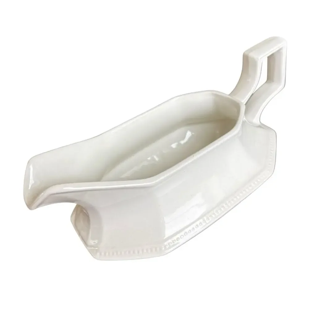 Johnson Bros Ironstone Gravy Boat w Underplate England White Farmhouse Cottage